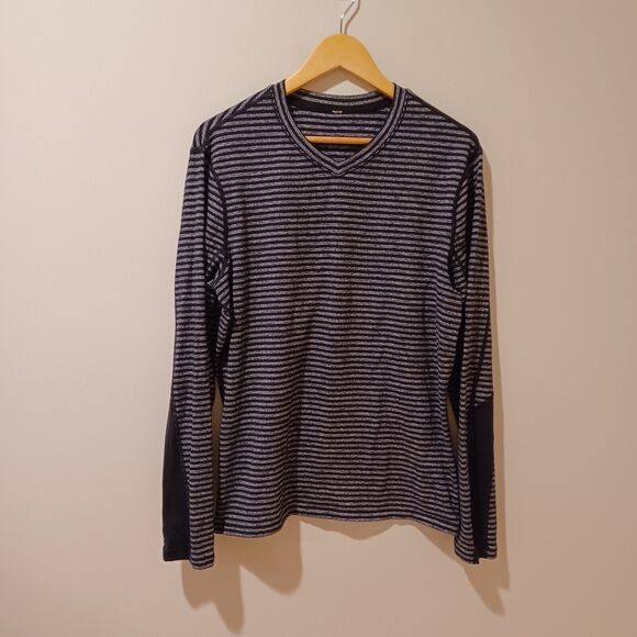 Lululemon Speed Long Sleeve Pullover Sweater Classic Stripe Heathered Black M - Picture 3 of 7